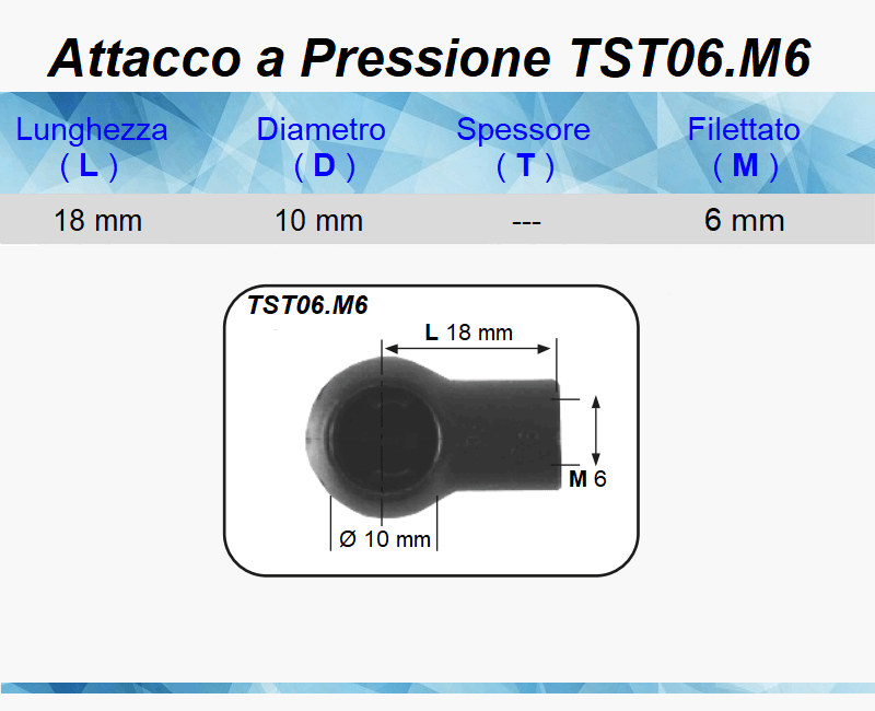 Testina a Pressione TST06 M6 Attacco Rapido per Molle a Gas Ricambio - Mille Molle a Gas