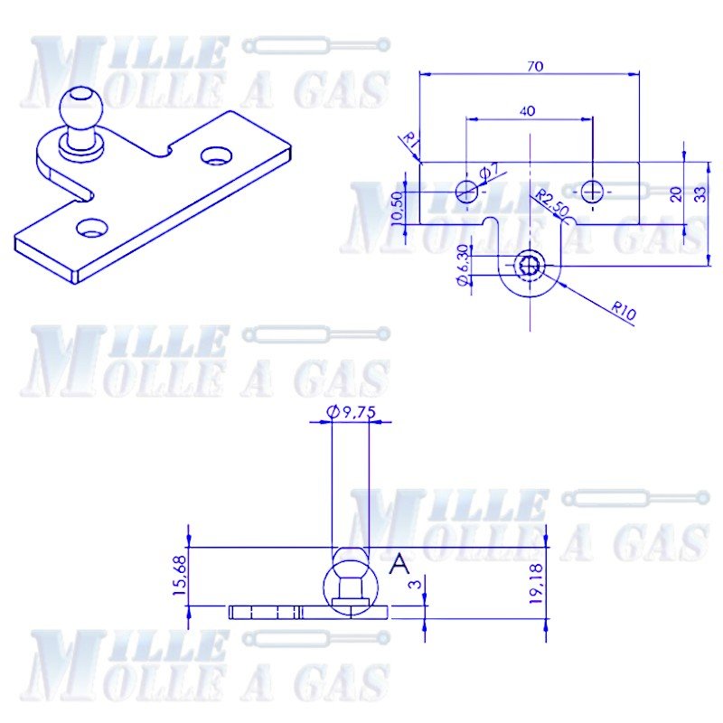 Staffa Piatta per Molla a Gas - Mille Molle a Gas