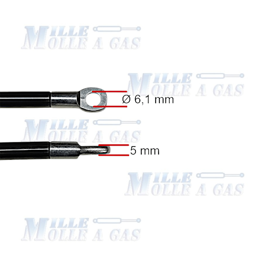 Pistone Molla a Gas Interasse 285 mm, Foro Ø 6,1 mm - Ricambio