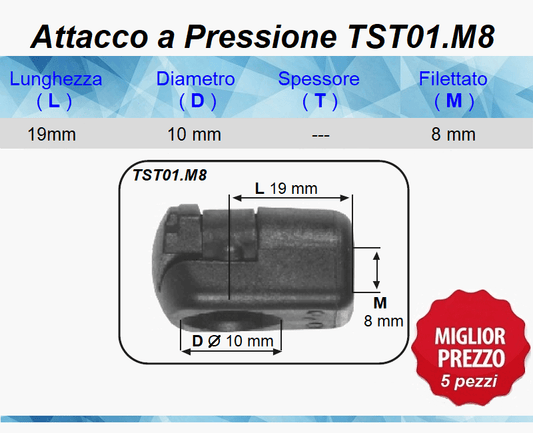 Testina a Pressione TST01.M8 - Attacco Rapido 5 pezzi - Spedizione Gratuita - Mille Molle a Gas