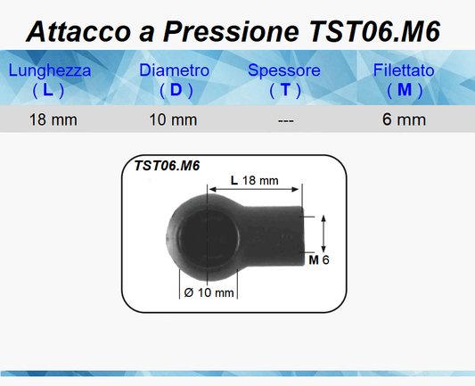 Testina a Pressione TST06 M6 Attacco Rapido per Molle a Gas Ricambio - Mille Molle a Gas