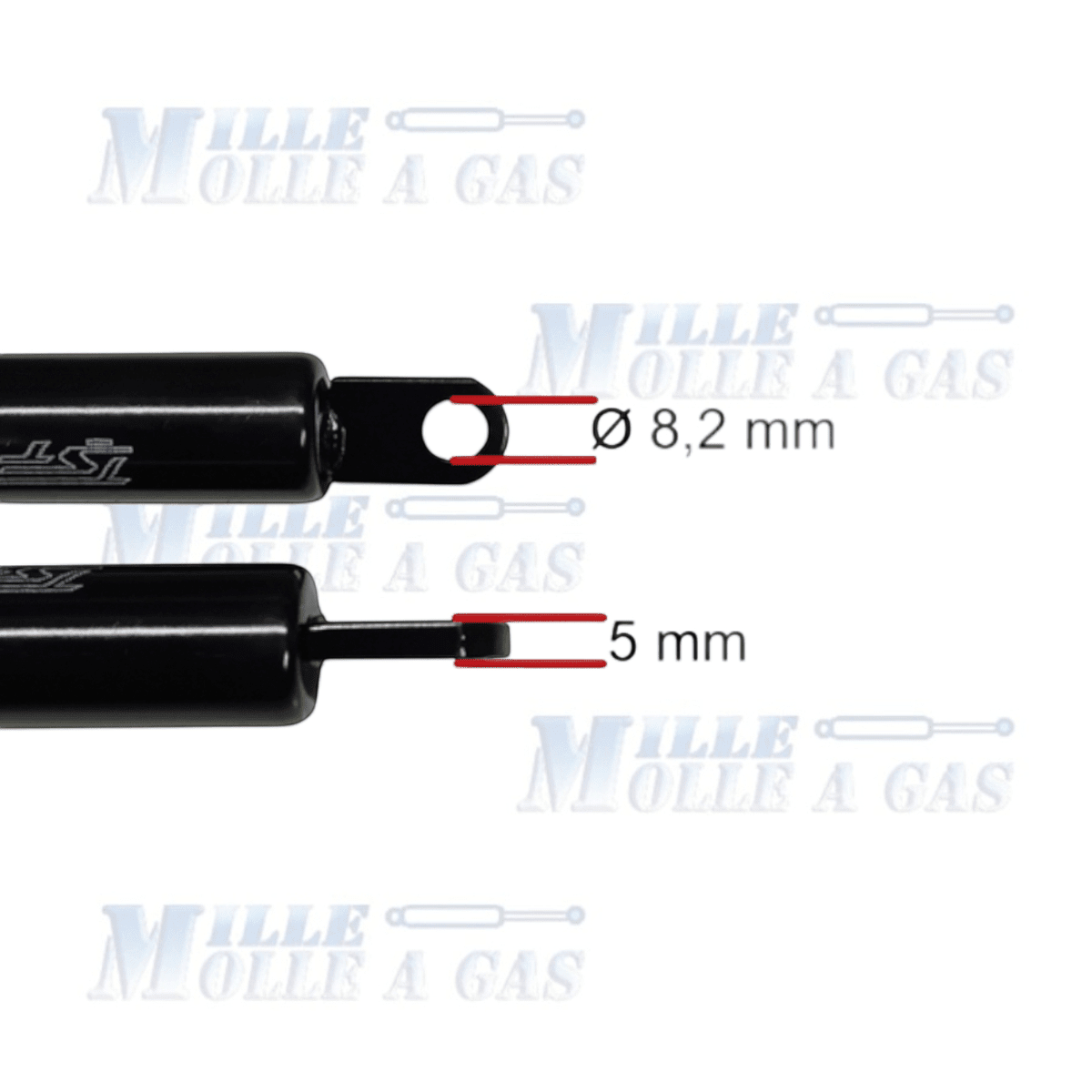 Coppia Pistone Molla a gas 400 mm attacco foro 8,2 mm 1200N - Mille Molle a Gas