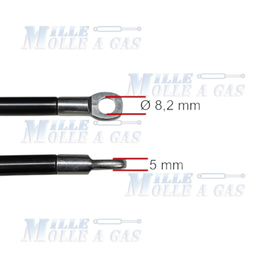 Pistone Molla a Gas Interasse 360 mm Foro 8,2 mm per Letto Contenitore - Mille Molle a Gas