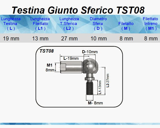 Mille Molle a Gas Testina Giunto Sferico TST08 M8