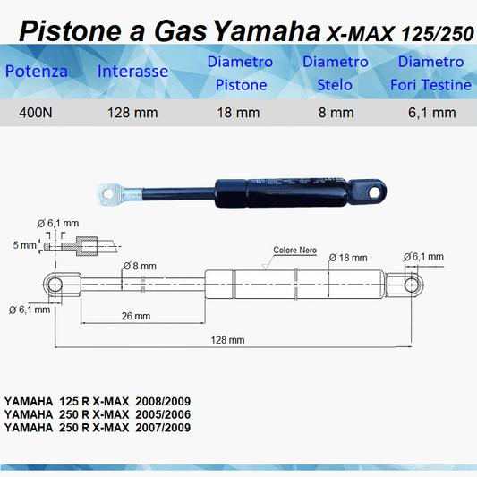 PISTONE A GAS MOLLA PER SELLA YAMAHA X-MAX 125/250 RICAMBIO - Mille Molle a Gas