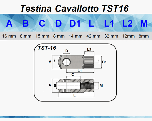 TESTINA CAVALLOTTO PER PISTONE A GAS MOLLA, RICAMBIO - Mille Molle a Gas